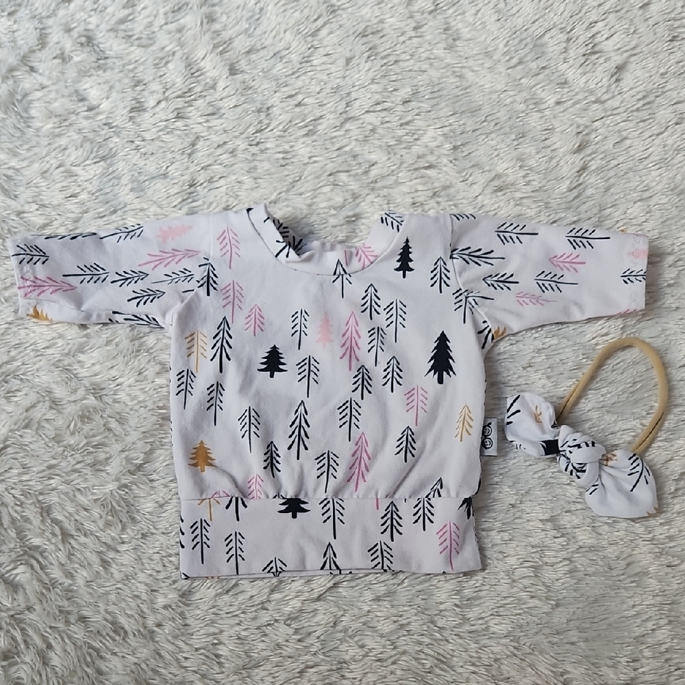 Patterned Baby Top and Headband Set